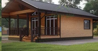 Проект одноэтажного дома из бруса с террасой - Строительство в Шарыпово от Строй-Шрп от 134329 руб.